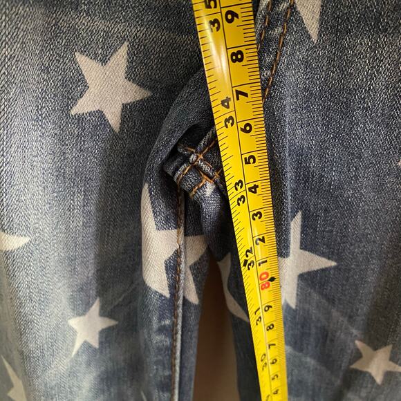 Judy Blue Women's size 9 / 29 Super Flare Star Print Jeans High‎ Rise Frayed - Picture 11 of 11